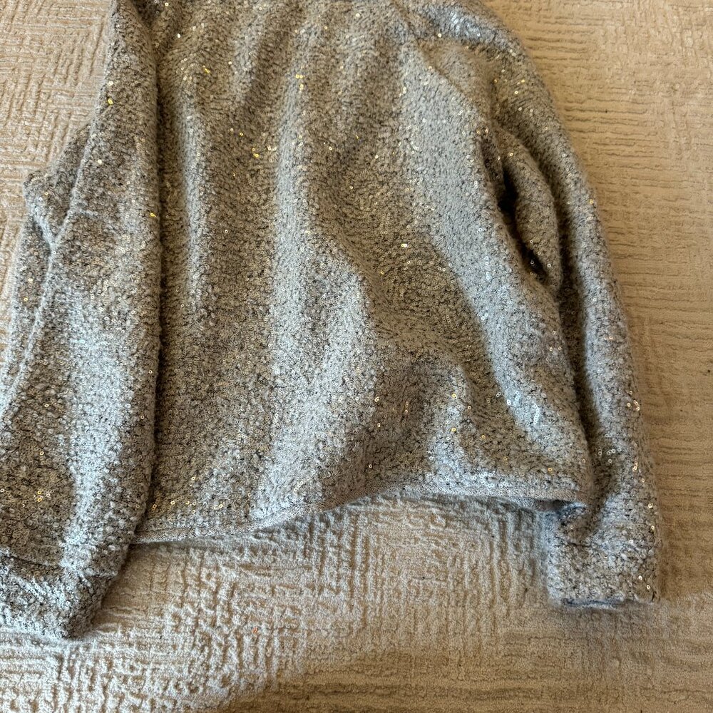 Alice and Olivia Grey Sequin crew neck long sleeve